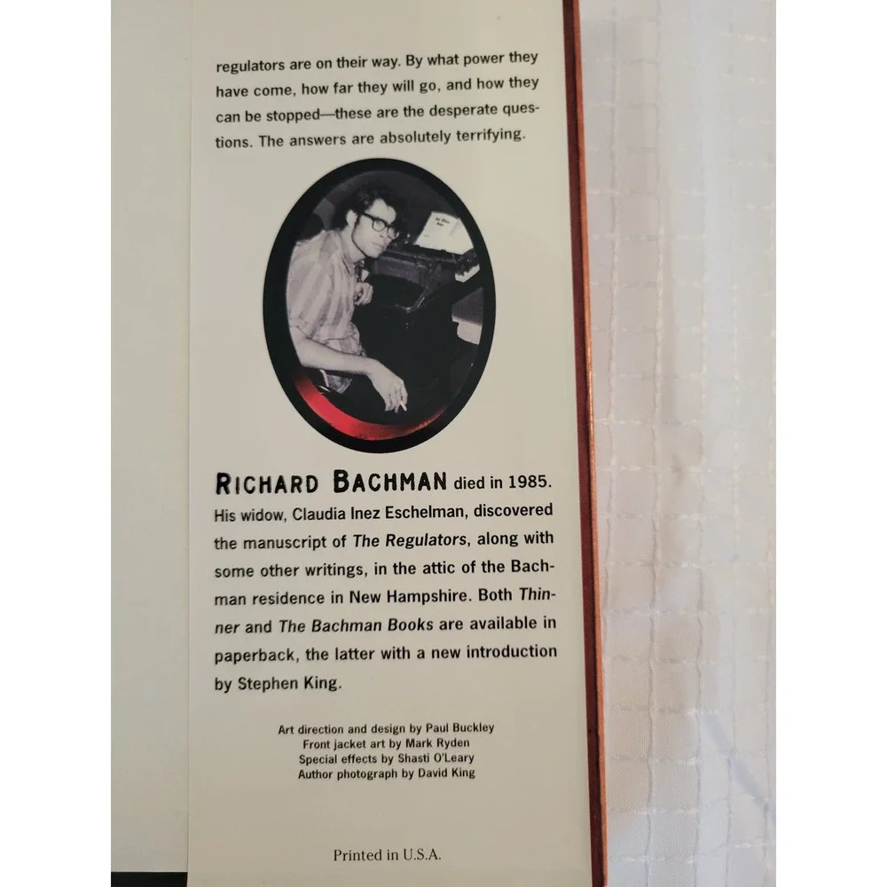 The‎ Regulators Richard Bachman Stephen King Hardcover Dutton